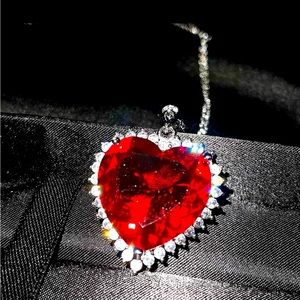 Red tanzanite heart of ocean necklace